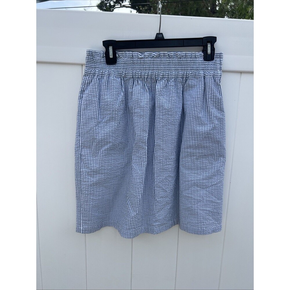 Jane and Delancey Blue White Stripe Seersucker Coastal Skirt Medium